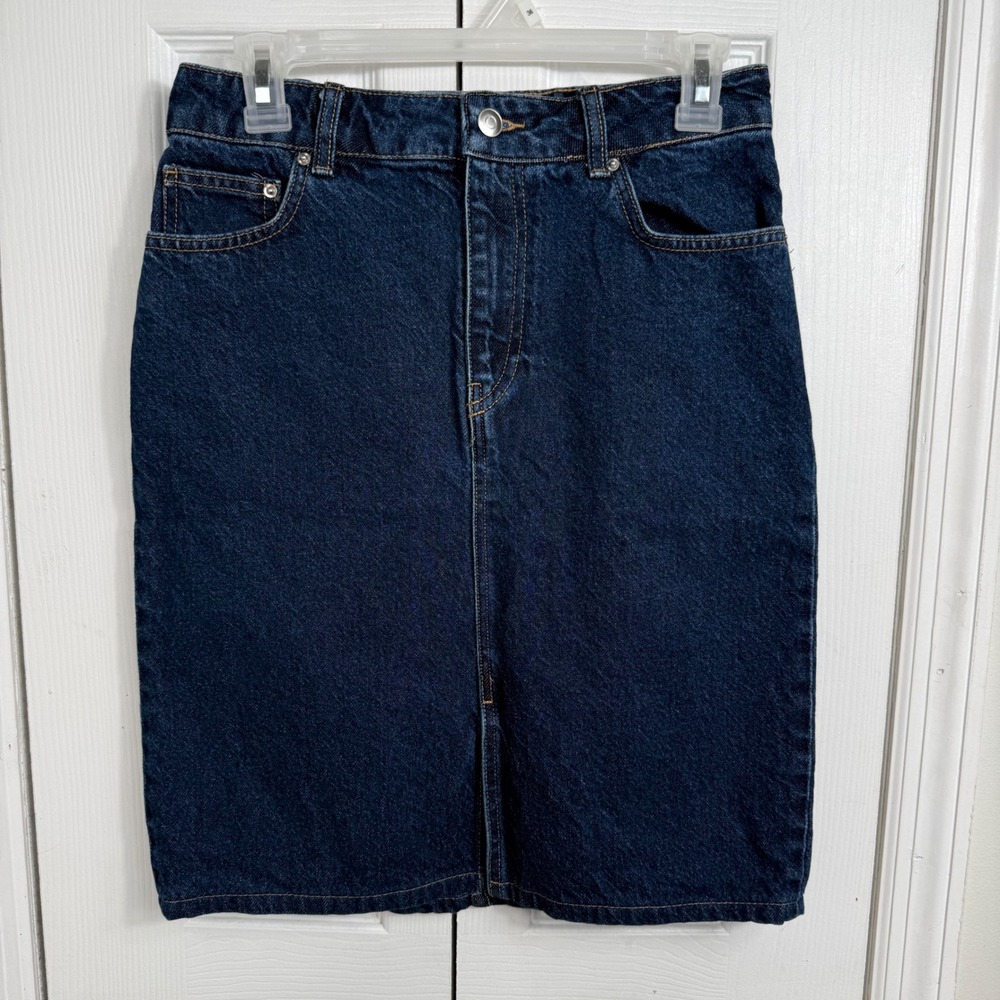 H&M Denim Mini Skirt Size 4 Dark Wash Y2K Minimalist Aesthetic